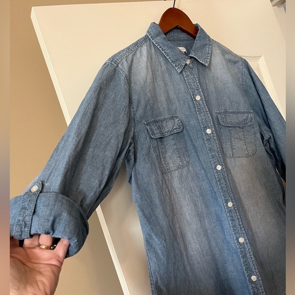 Chico’s Denim 3/4 Roll-up Sleeve Button Down Shirt Women’s Size Large - Picture 12 of 16